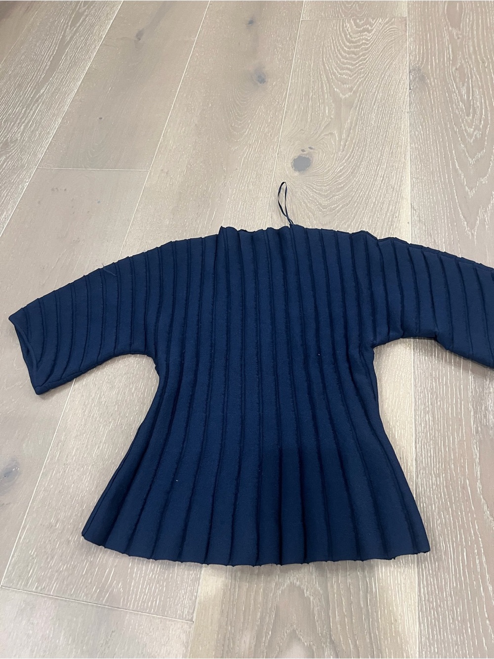 Zara Navy Ribbed Scoop-Neck Sweater